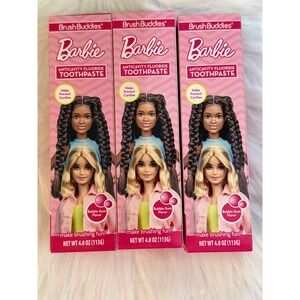 Brush Buddies Barbie Anticavity Fluoride Toothpaste Bubble Gum 4oz 3 Pack 88022